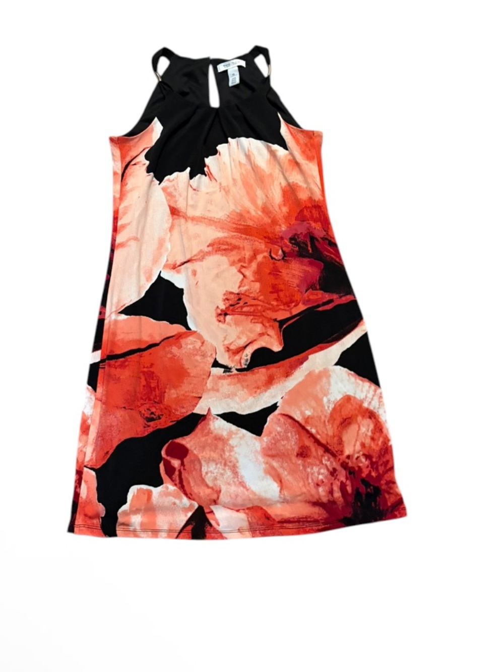 White House black market black red coral pink peach dress